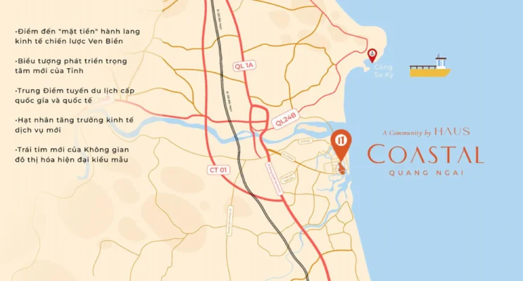 Vị trí dự án Coastal Quảng Ngãi - Kết Nối Vùng Coastal Quảng Ngãi