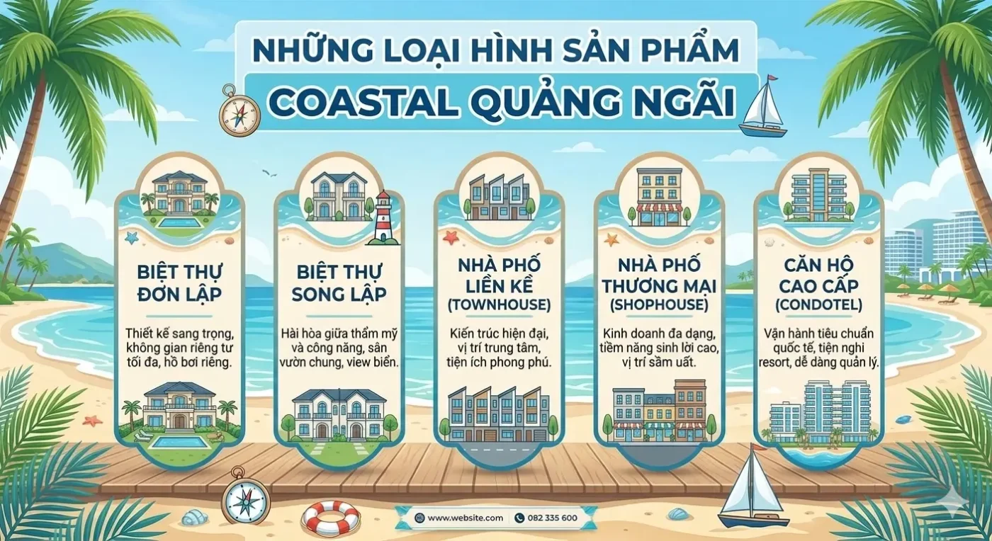 những loại hình sản phẩm tại Coastal Quảng Ngãi