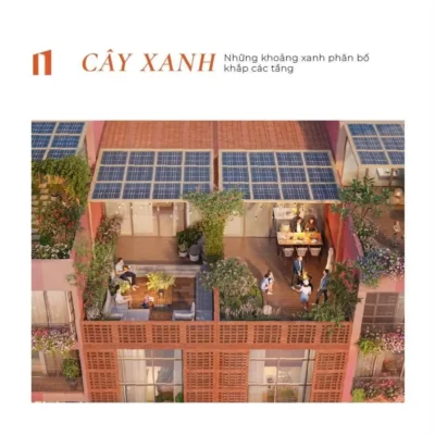 Nhà công viên sở hữu hệ cây xanh phân bố khắp không gian các tầng
