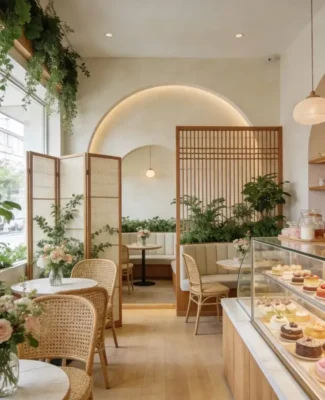 mô hình quán caffe tại các căn shophouse Coastal Quảng Ngãi