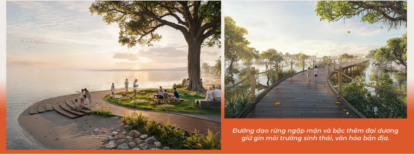 Nằm tại vùng ven sông, cửa biển với đặc trưng là hệ nguyên sinh rừng ngập mặn. Để bảo tồn hệ tự nhiên, môi trường sinh thái và văn hóa này, Sweco đã quy hoạch công viên rừng ngập mặn tại dự án Coastal Quảng Ngãi